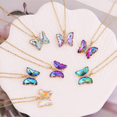 Wholesale Gradient Butterfly Pendant Necklace European And American Fashion Personalized Sweater Chain Ins Light Luxury Girl Necklace Clavicle Chain