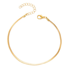 Foreign Trade New Flat Chain Anklet Simple Fashion Women's Anklet Bare Chain Flat Snake Chain Anklet Beach Chain