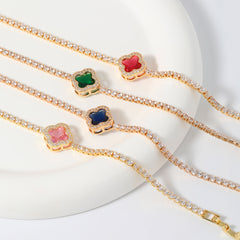 Sweet And Fresh New Copper Inlaid Zircon Lucky Petal Bracelet Women's Fashion High-end Jewelry Yiwu Wholesale