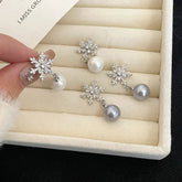 Advanced Snowflake Pearl Autumn And Winter Niche Light Luxury Design Earrings Elegant 2024 Zircon Earrings New Arrival Earrings For Women