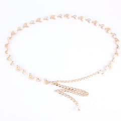 Korean-style Pearl Waist Chain Women's Fashionable All-match Belt Decorative Dress Sweet Leaf Metal Chain Waist Chain