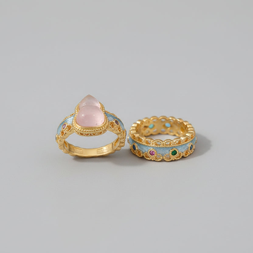 New Chinese Style Gourd Lace Retro Open Ring Women's High-End Light Luxury Index Finger Ring Chinese Style Niche Design Ring