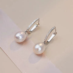 French S925 Sterling Silver Natural Pearl Earrings Vintage All-Match High-Level Zircon Earrings Diy Empty Earrings