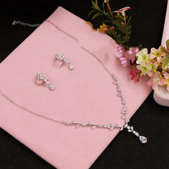 Auvine Zircon Ornament Necklace And Earrings (Set of 2)