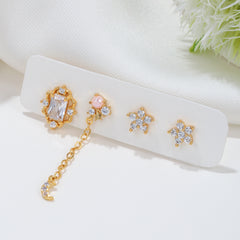 Velin Floral Chain Women Earrings Set (4pcs)