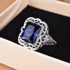 Zhen Rong Wish Cross-border E-commerce Best Selling New 925 Plated Silver Diamond Sapphire Ring European And American Engagement Ring