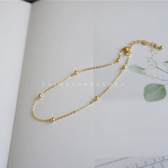 Japanese And Korean S925 Sterling Silver Plated With 14K Gold Minimalist Anklet For Women, Summer Commuting Versatile Foot Accessory, Trendy Design