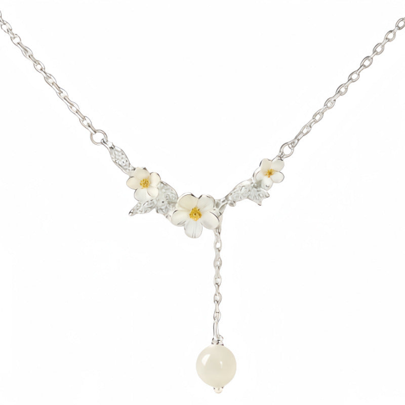 Silver Jewelry Wholesale Supply Mo Li Necklace 999 Sterling Silver Necklace Accessories Women's Autumn And Winter Sweater Chain Accessible Luxury High-End Ins