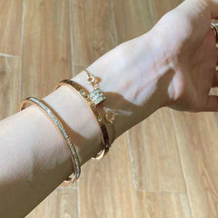 New Titanium Steel Non-Fading Roman Numeral Bracelet Ins Accessible Luxury High-End Stackable Flash Diamond Small Waist Bracelet