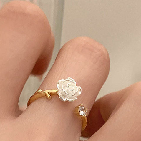 Xiaohong Book Blogger Same Style Accessories Flower Ring Niche Design High Sense Ring Female Simple Style Flower Flower