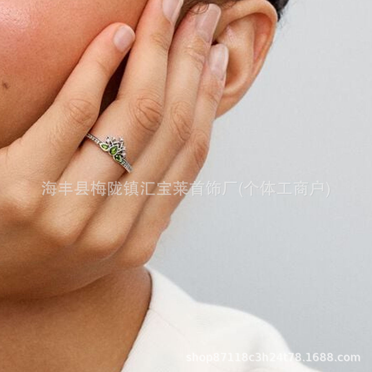 Popular Panese White Copper Electroplating Christmas Crown Star Water Drop Square Diamond Ring DIY Couple Ring Silver Copper Can Be Used
