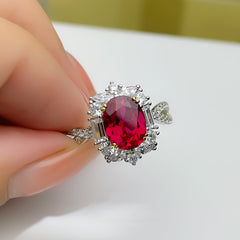 Live New High-set 3 Karat Artificial Ruby Ring Inlaid With Seiko Simple And Generous Opening Color Treasure Ring For Women