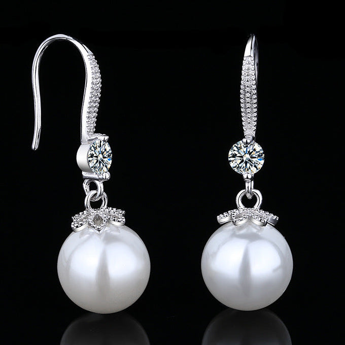 Internet Star Trend New Pearl Earrings S925 Silver Earrings Simi Yafeng Long Mother Big Pearl Earrings