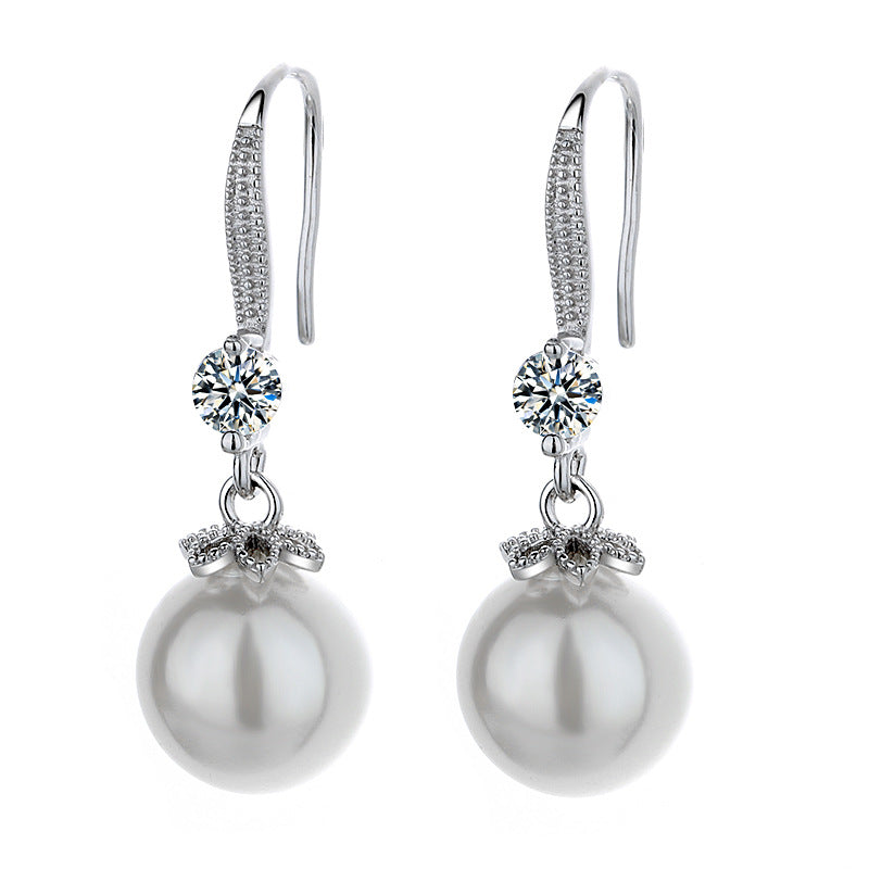 Internet Star Trend New Pearl Earrings S925 Silver Earrings Simi Yafeng Long Mother Big Pearl Earrings