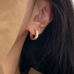 Ring Earrings Women's Simple Contrast Color Creamy White Ring Earrings Daily Temperament Small Circle Earrings Sleeping Without Picking