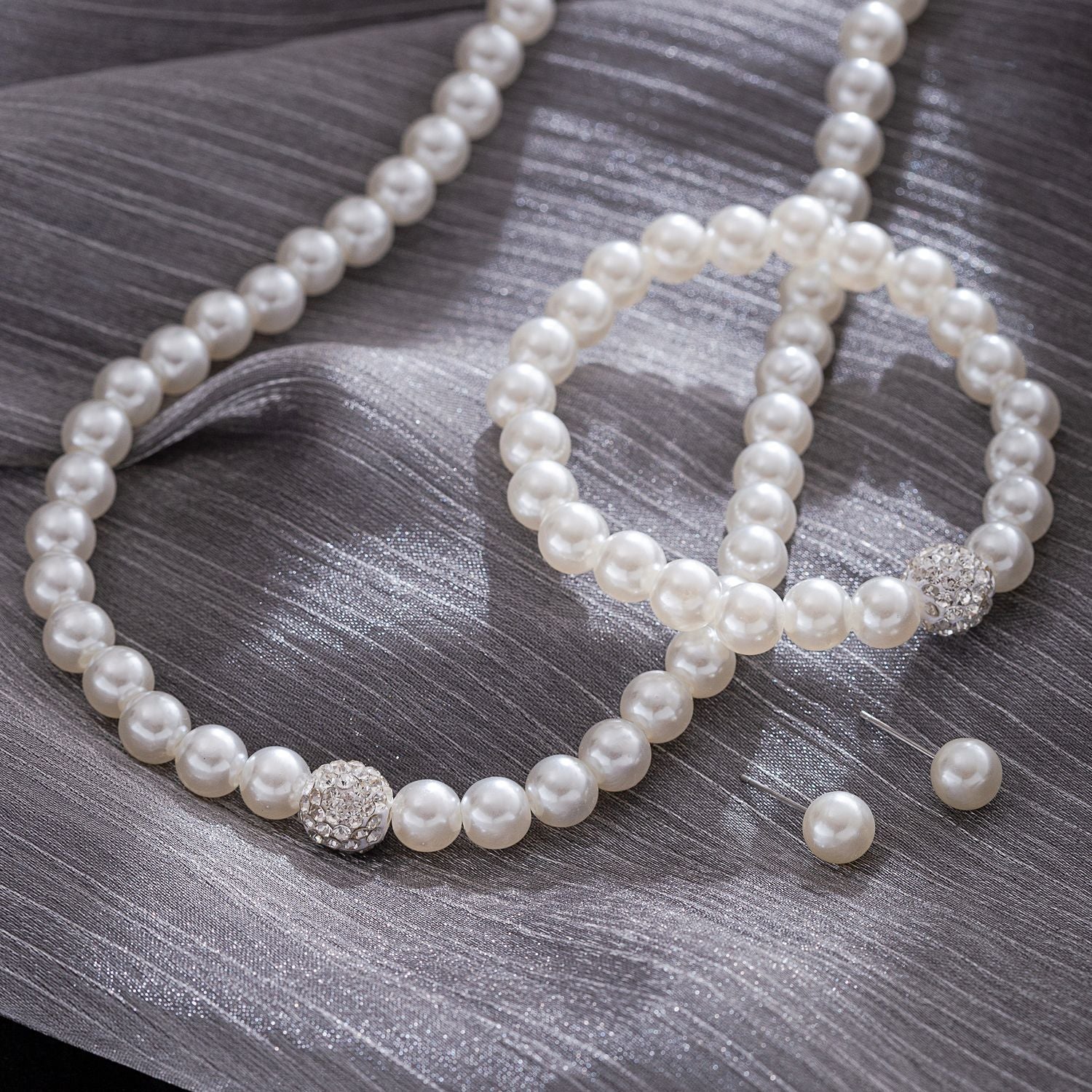 ABS Pearl Jewelry Suit Women Necklace Earrings Bracelet Three-piece Set Mother Gift Beautiful Wedding Photo Accessories