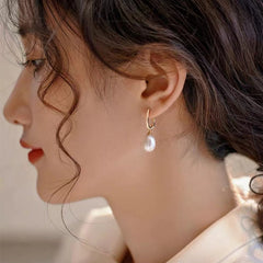 French S925 Sterling Silver Natural Pearl Earrings Vintage All-Match High-Level Zircon Earrings Diy Empty Earrings