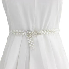 Korean Style Women's Rhinestone Pearl Waist Chain Fashion Dress Decoration Elastic Waistband Women's Floral Elastic Waist Cincher
