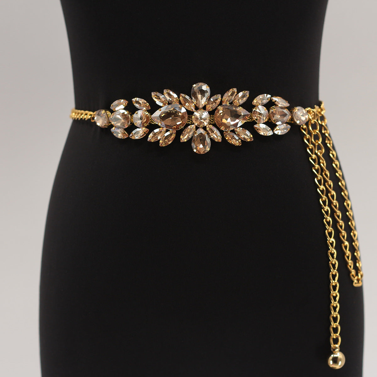 Women Rhinestone Inlay Metal Chain Belt Decoration High Waist Chain Fashion Skirt Dress Evening Dress Accessories