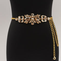 Women Rhinestone Inlay Metal Chain Belt Decoration High Waist Chain Fashion Skirt Dress Evening Dress Accessories