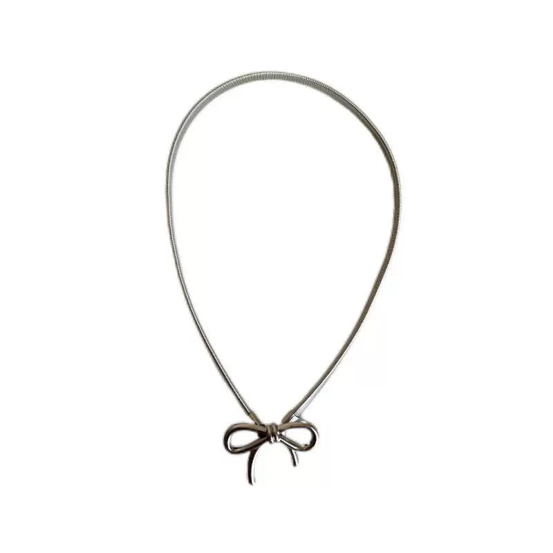 Korean Style Elegant Bow Elastic Belt Women's Spring New Vintage Classic Metal Chain Waist Chain Accessories