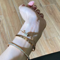 New Titanium Steel Non-Fading Roman Numeral Bracelet Ins Accessible Luxury High-End Stackable Flash Diamond Small Waist Bracelet