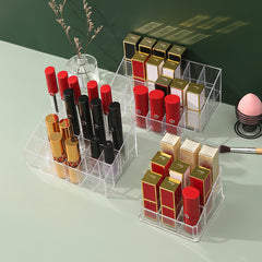 Lipstick Display Rack Organizer Box Girls Desktop Transparent Lipstick Rack Bedroom Storage Rack Plastic Cosmetics Storage Box