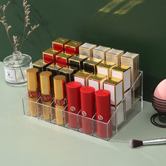 Lipstick Display Rack Organizer Box Girls Desktop Transparent Lipstick Rack Bedroom Storage Rack Plastic Cosmetics Storage Box