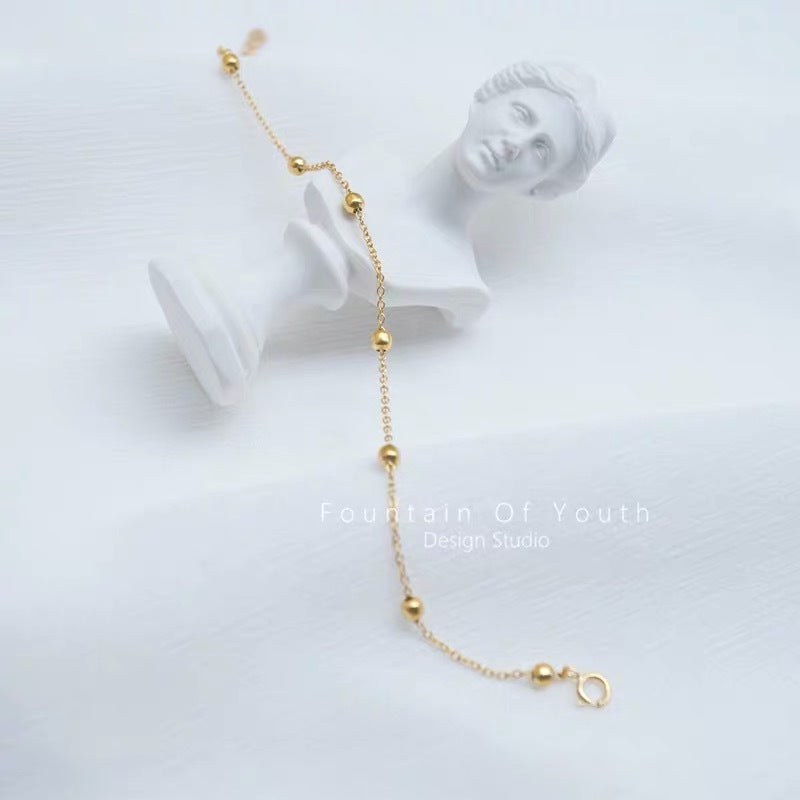 Japanese And Korean S925 Sterling Silver Plated With 14K Gold Minimalist Anklet For Women, Summer Commuting Versatile Foot Accessory, Trendy Design
