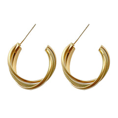 S925 Silver Needle Geometric Twist Earrings 2023 New Trendy South Korea Elegant Internet Celebrity Circle Earrings High-grade Female