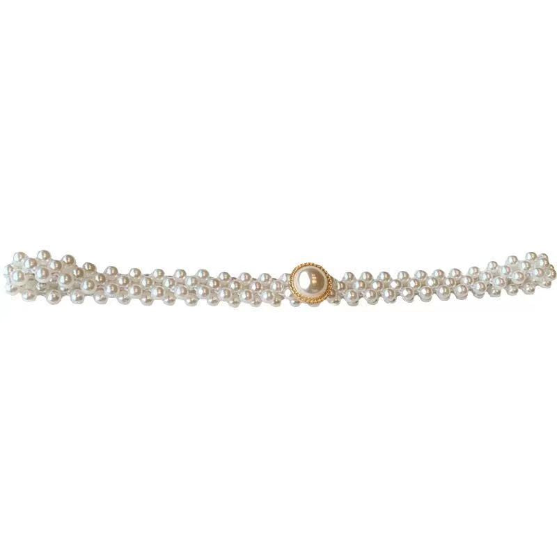 Korean Style Women's Rhinestone Pearl Waist Chain Fashion Dress Decoration Elastic Waistband Women's Floral Elastic Waist Cincher
