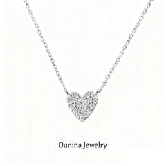 S925 Sterling Silver Plated 14K Gold Love Zircon Clavicle Chain Full Diamond Necklace Light Luxury Niche Superior Gift For Girlfriend