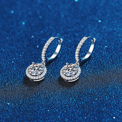 S925 Sterling Silver Earrings Women Plated Pt950 Round Buckle Moissanite Earrings 1 Karat D Color Moissanite Earrings Women