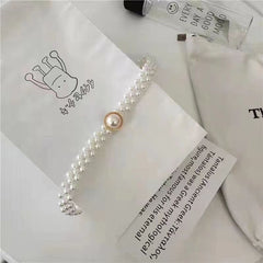 Korean Style Women's Rhinestone Pearl Waist Chain Fashion Dress Decoration Elastic Waistband Women's Floral Elastic Waist Cincher