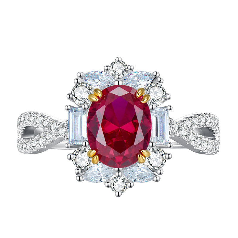 Live New High-set 3 Karat Artificial Ruby Ring Inlaid With Seiko Simple And Generous Opening Color Treasure Ring For Women