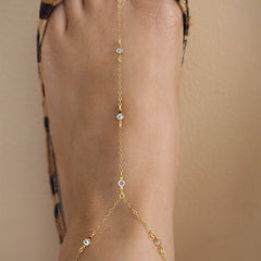 European And American Cross-border Jewelry Exquisite Crystal Foot Footwear Women's All-match Simple Thin Chain Transparent Rhinestone Anklet