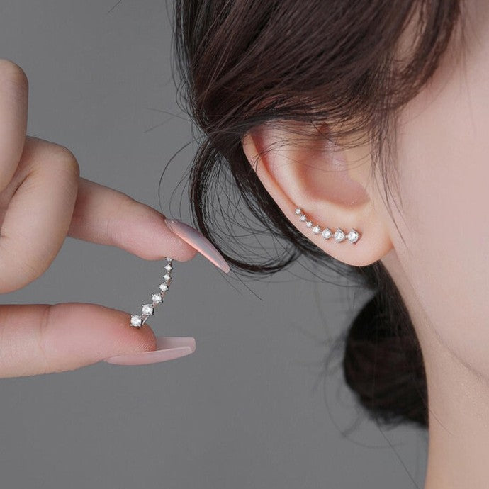 Cross-border Big Dipper Zircon Earrings Light Luxury Advanced Sense Diamond Earrings Caterpillar Earrings Yiwu Jewelry Wholesale