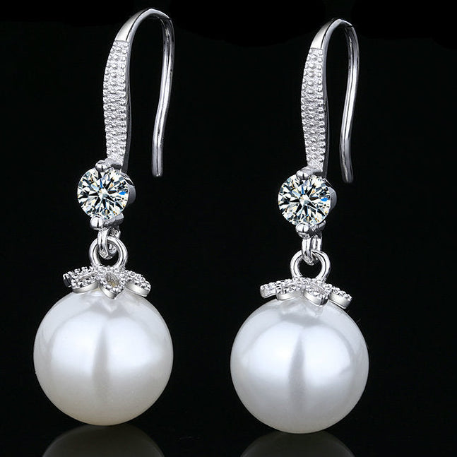 Internet Star Trend New Pearl Earrings S925 Silver Earrings Simi Yafeng Long Mother Big Pearl Earrings