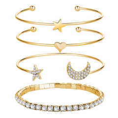 Evelor Moon Women Bangles Bracelets Set